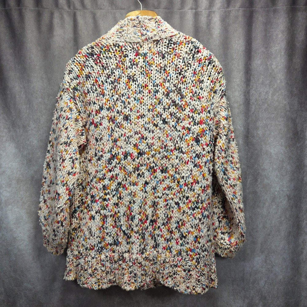 Anthropologie Multi Color Confetti Chunky Knit Open Front Cardigan Sweater Small - Picture 2 of 6